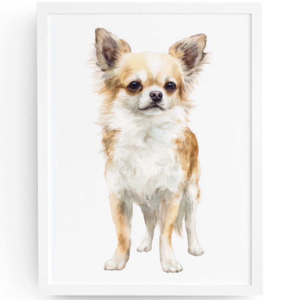 Watercolor Chihuahua Dog Portrait Wall Art Print Poster Unframed - Cute Pet
